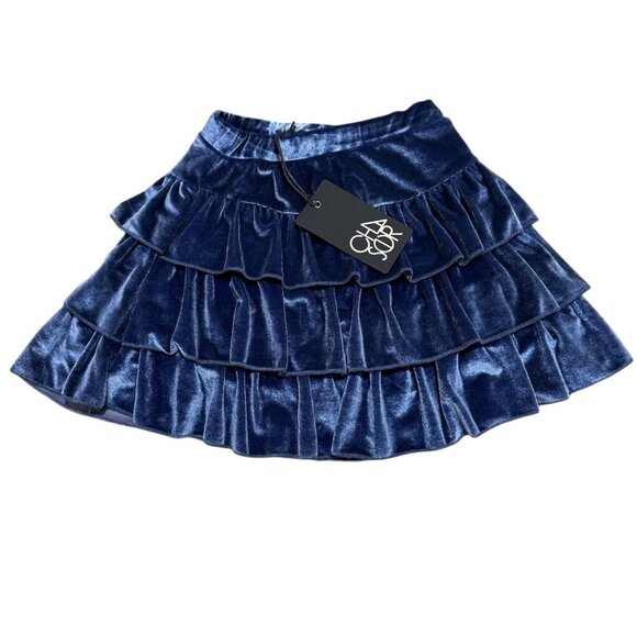 Chaser Girls Size 6‎ Navy Blue Tiered Layered Stretch Velvet Flouncy Skort NWT - Picture 1 of 6